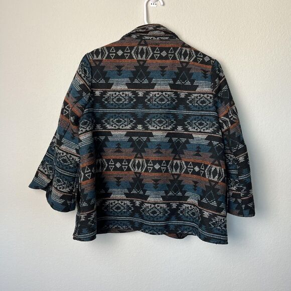 Billabong Jacket Womens Medium Black Aztec Southwest Wool Blend Lined Coat - Picture 4 of 6